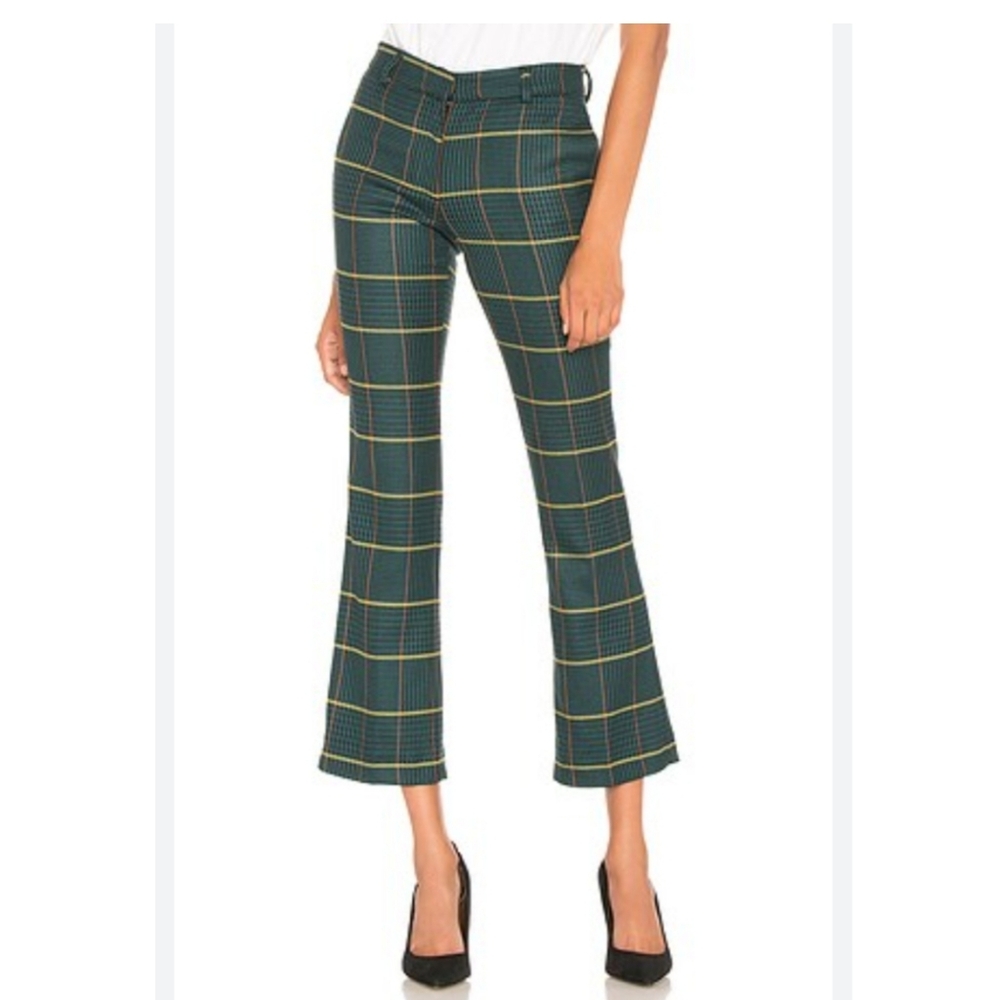 Anine Bing Cindy Flair Pants‎ Green Plaid
